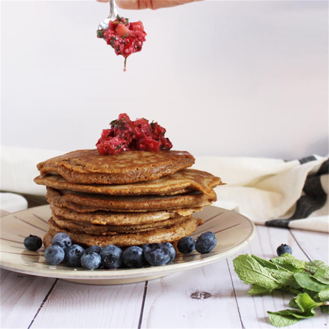 Healthy Buckwheat Pancakes With Mint Berry Salsa