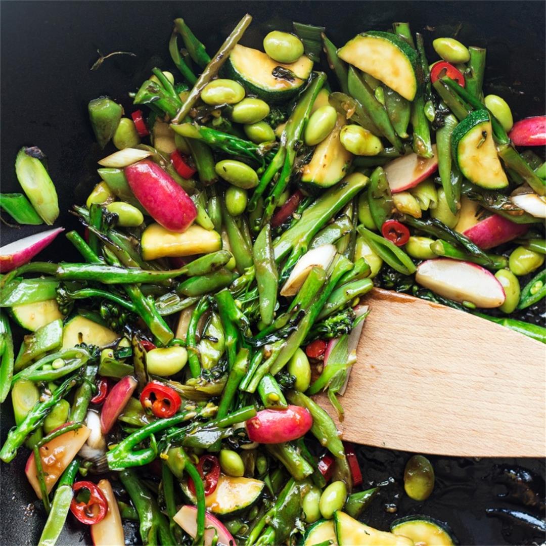 Simple stir-fry with spring veggies