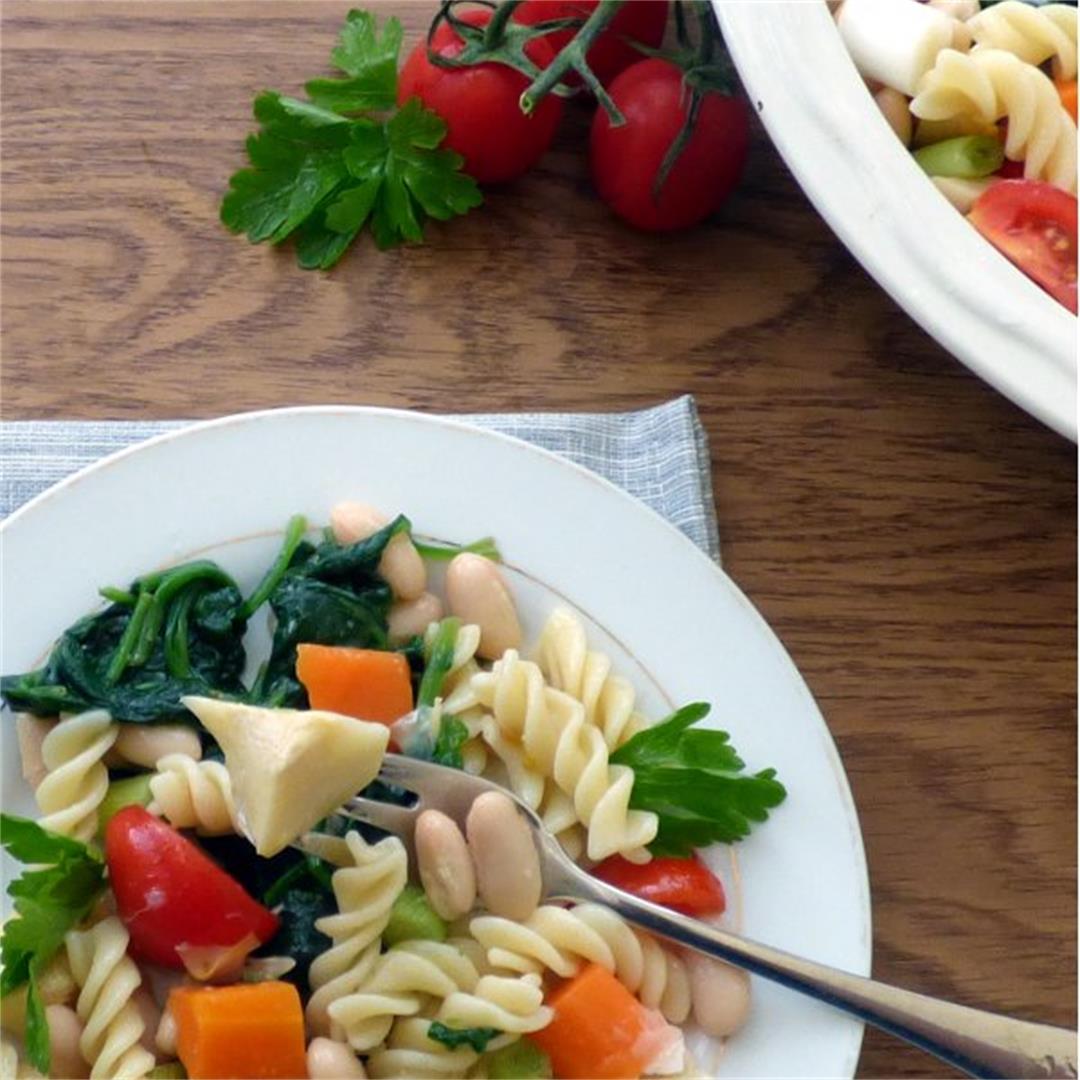 Vegan Tuscan Pasta Salad with Cannellini beans