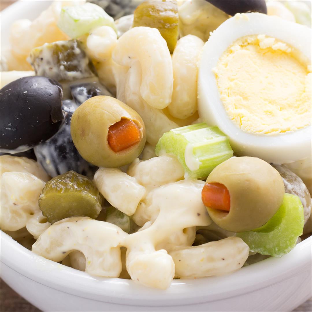 Picnic Style Macaroni Salad to serve a crowd. Easy to customize