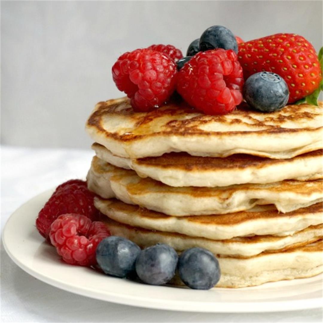Fluffy Egg-Free Pancakes with Berries