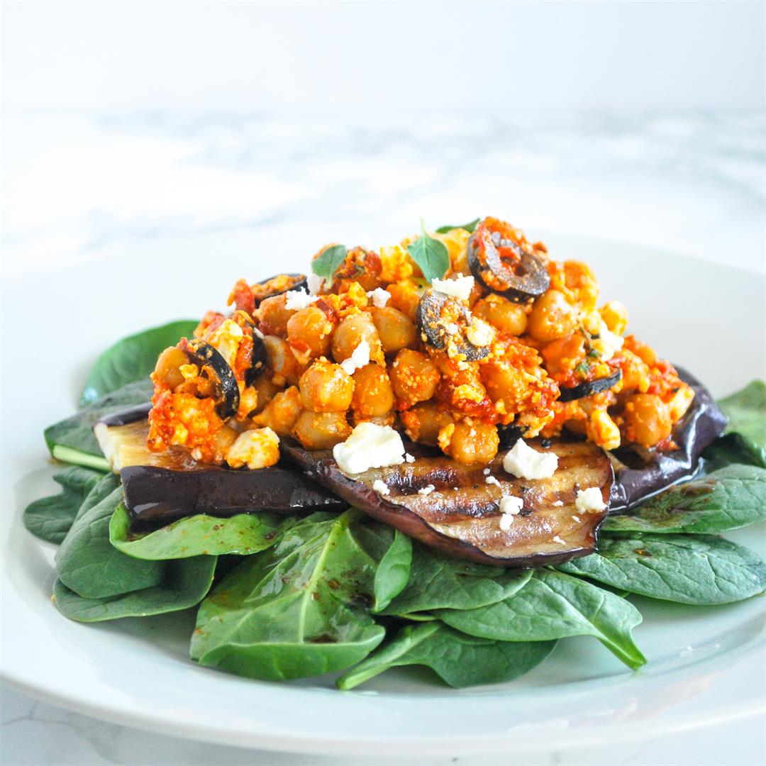 Chickpea Salad with Grilled Eggplant