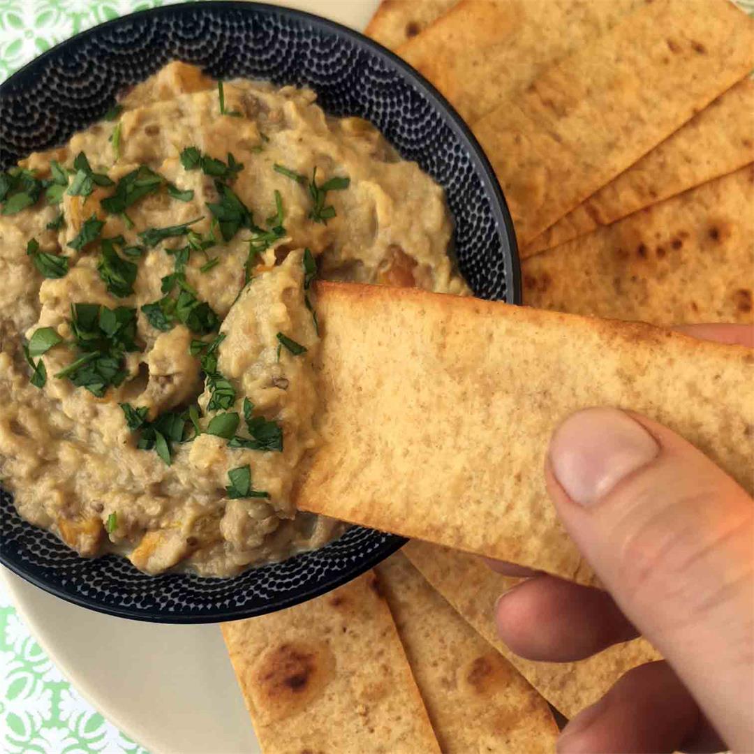 Low Carb Baba Ghanoush with Pita Chips