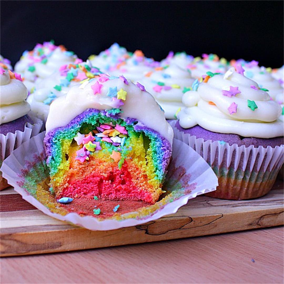 Rainbow Cupcakes with Cream Cheese Icing