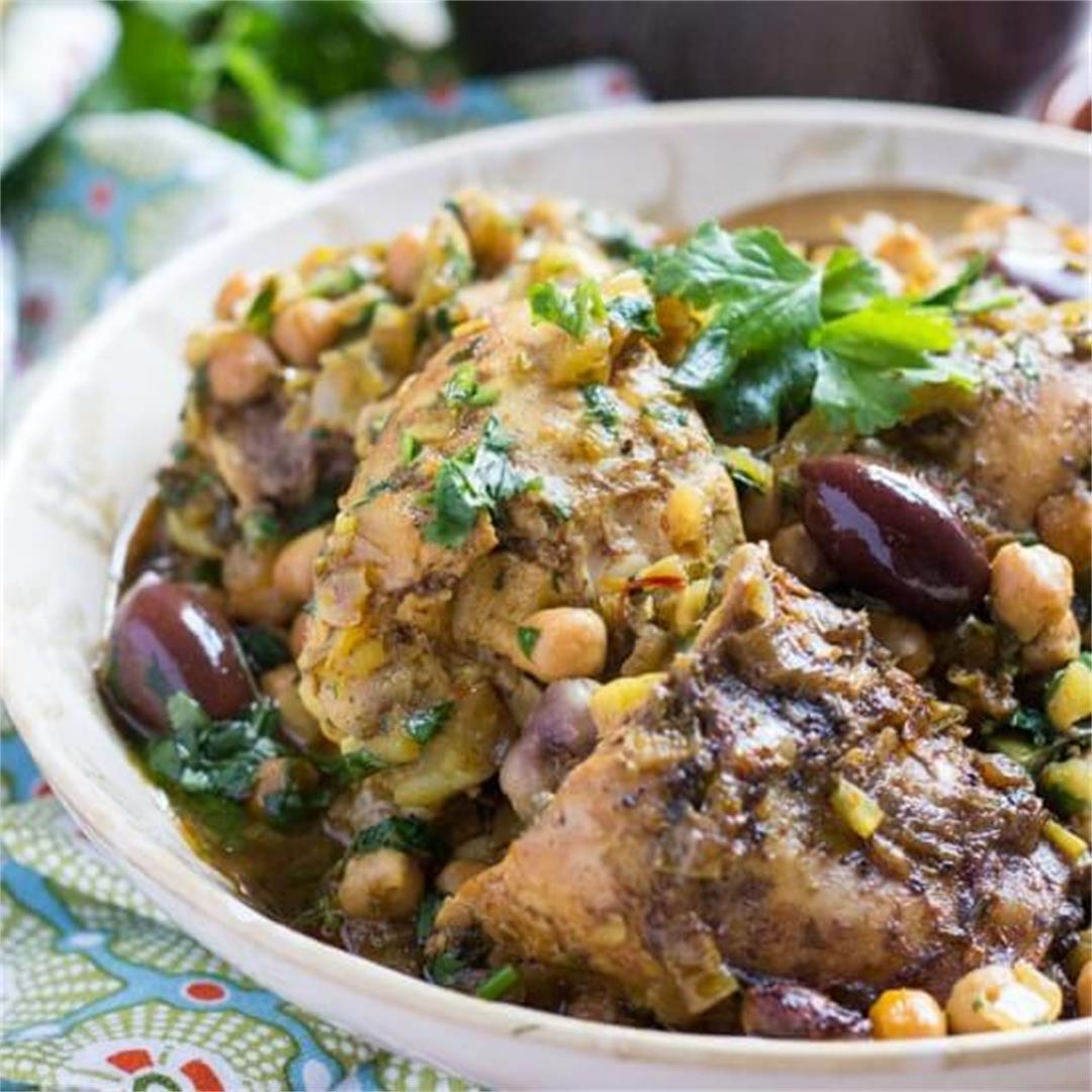 Super Easy Slow Cooker Moroccan Chicken Tagine