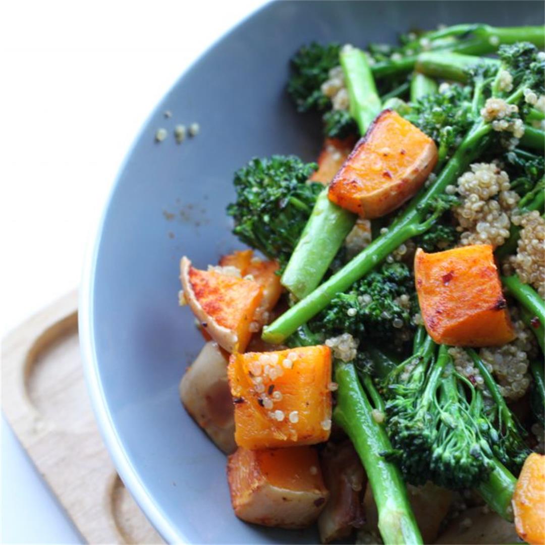 Broccoli, Chilli Roasted Squash & Quinoa