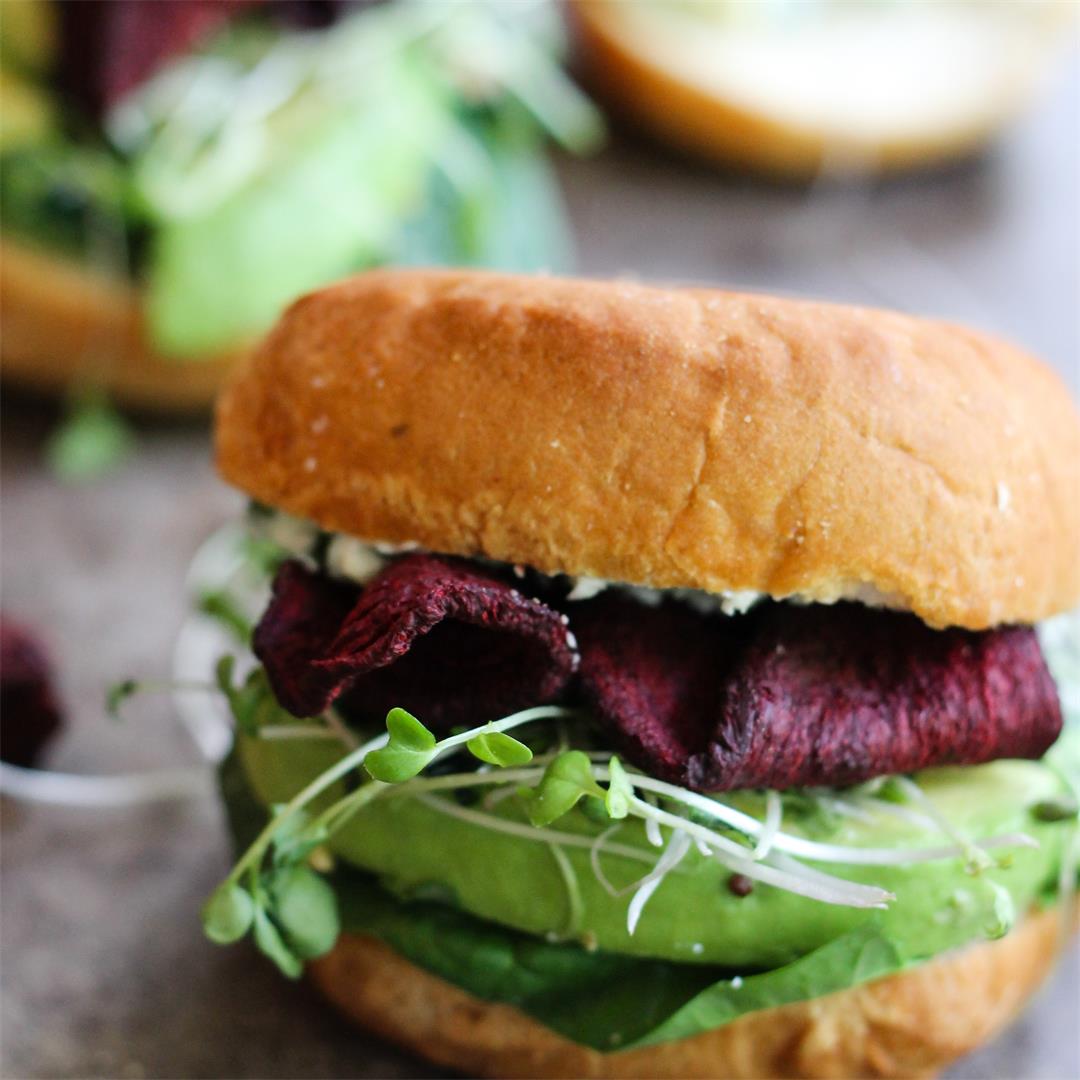 Beet Chip Sandwich with Herbed Goat Cheese