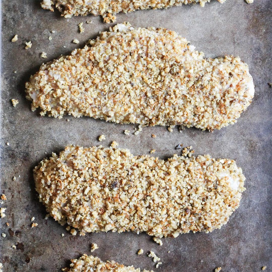 Oven-Baked Quinoa and Walnut Crusted Chicken