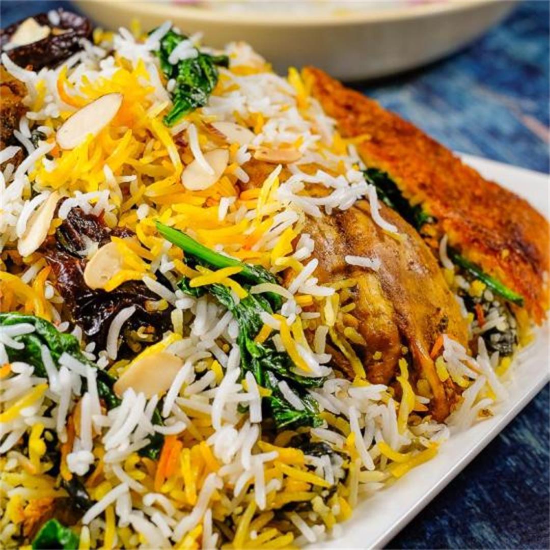 Saffron Rice with Chicken, Yogurt and Spinach