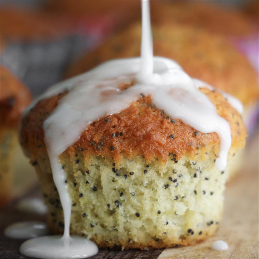 Coconut, poppyseed and lemon drizzle muffins