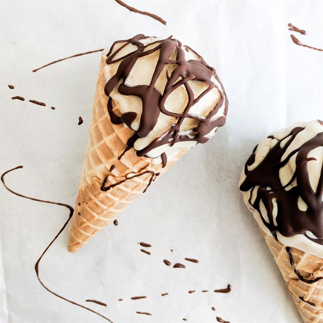 Chocolate Drizzled Peanut Butter Nice Cream