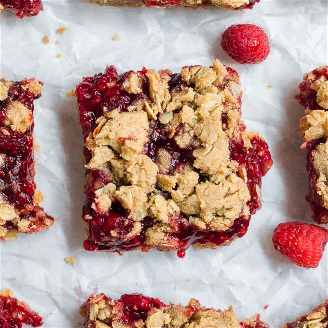 Gluten-Free Vegan Raspberry Crumb Bars