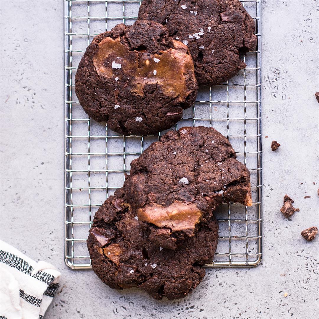 Vegan Double Chocolate Caramel Cookies
