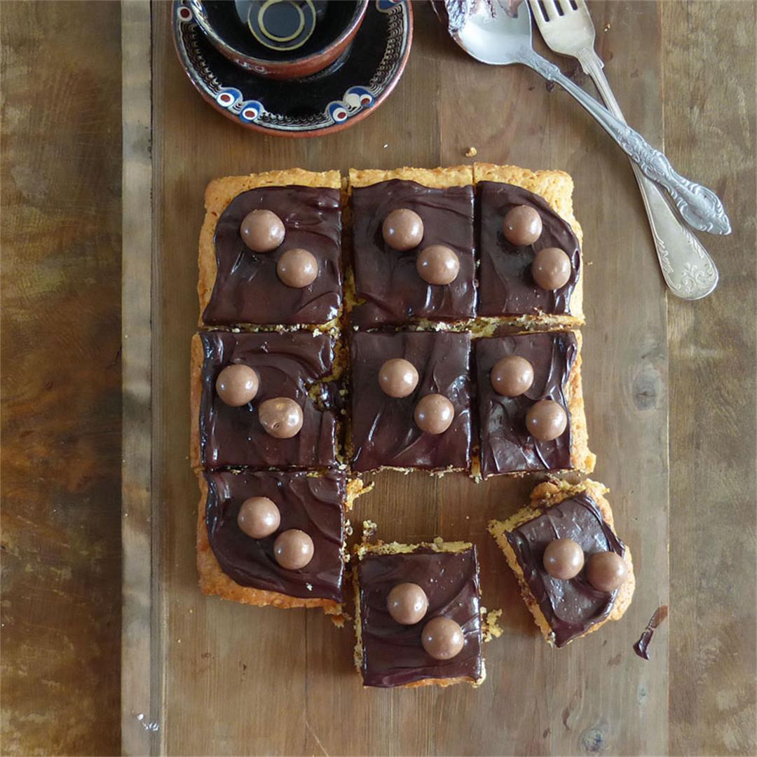 Malteser Soft Cookie Bars with Chocolate Cream Cheese Frosting