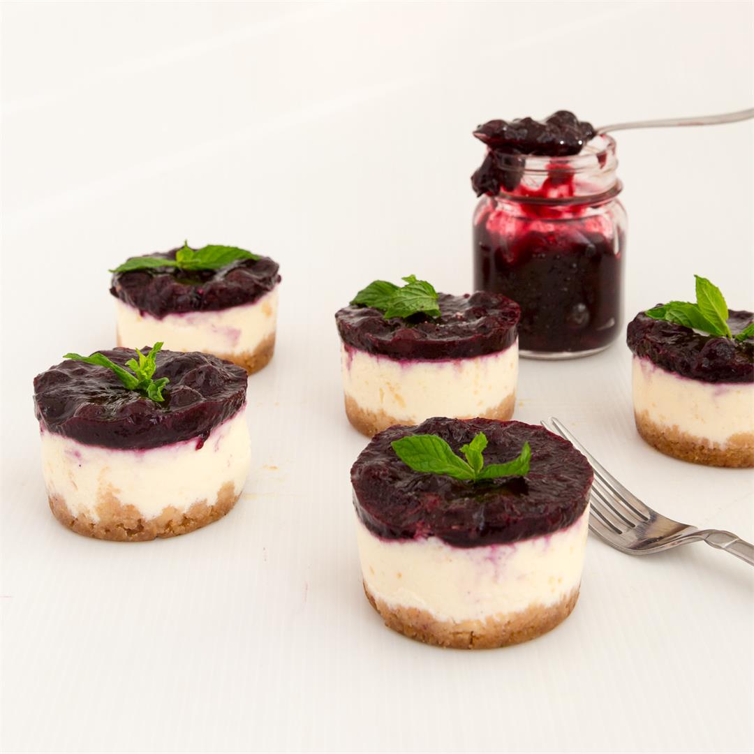 Baked Mini Blueberry Cheesecakes