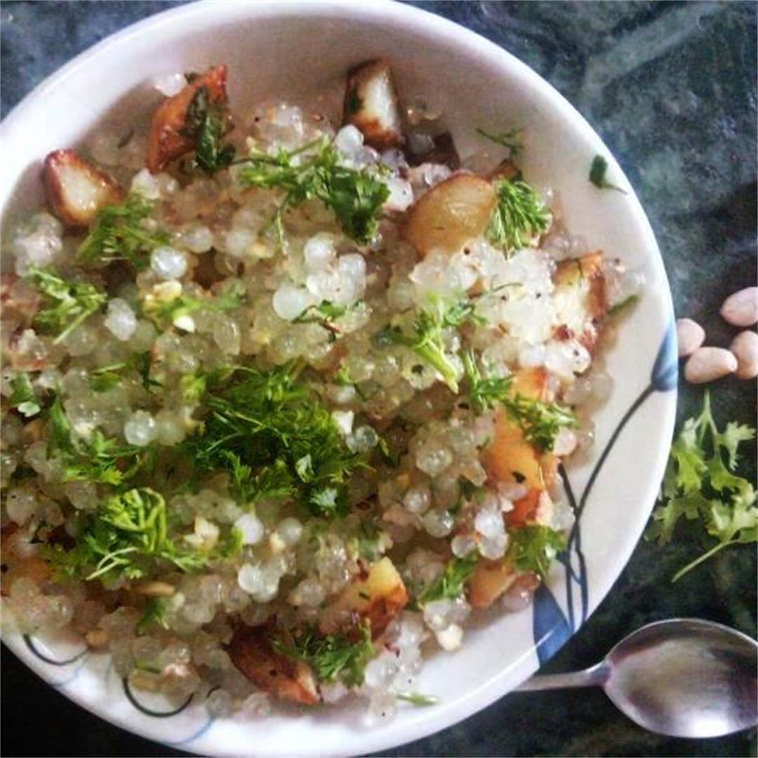 Famous Indian Fasting Food Sabudana Khichdi or tapioca pearls
