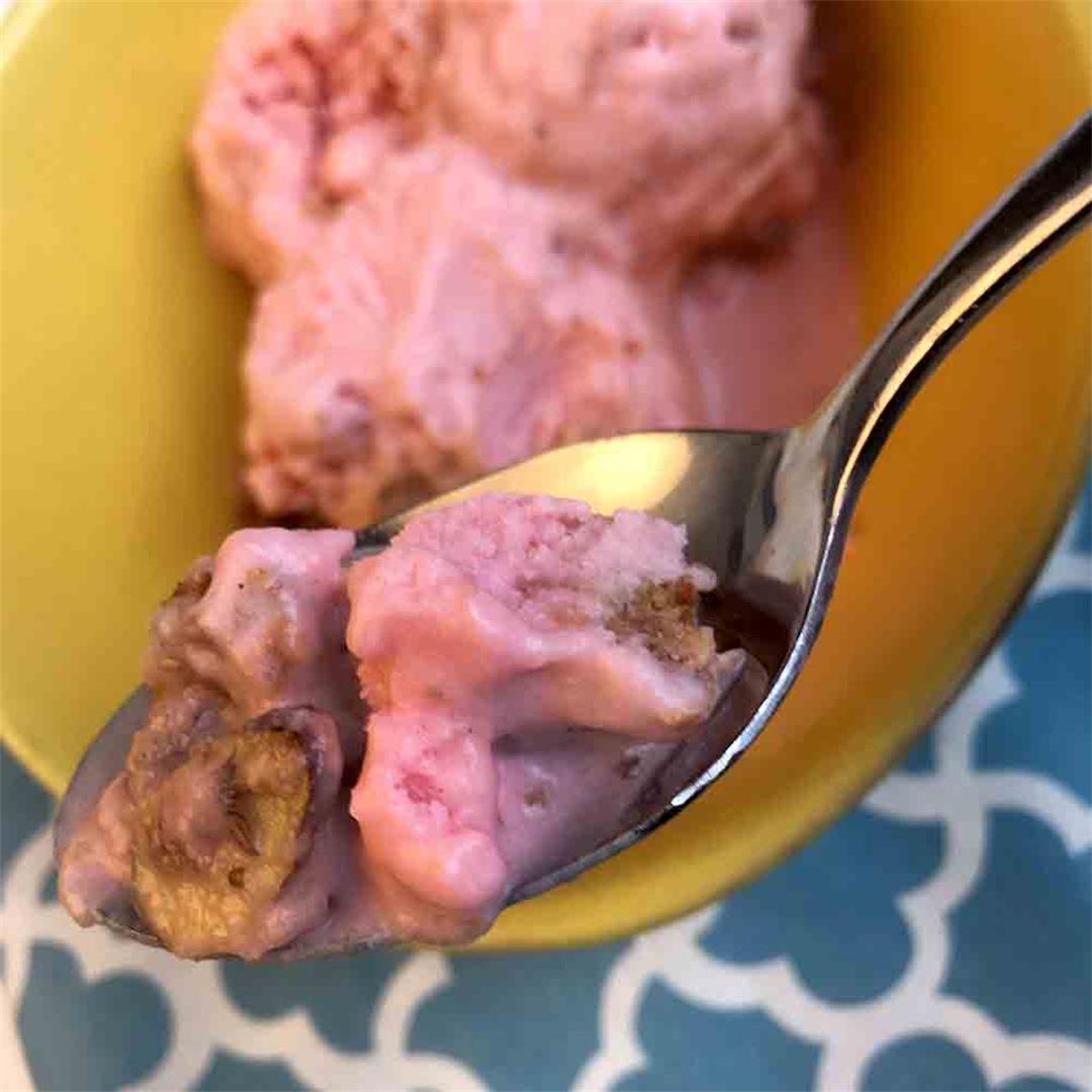 Low Carb Keto Rhubarb Cobbler Ice Cream