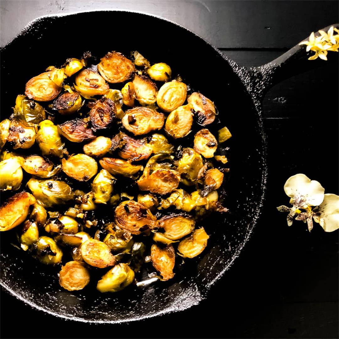 Cajun Pan Fried Brussels Sprouts