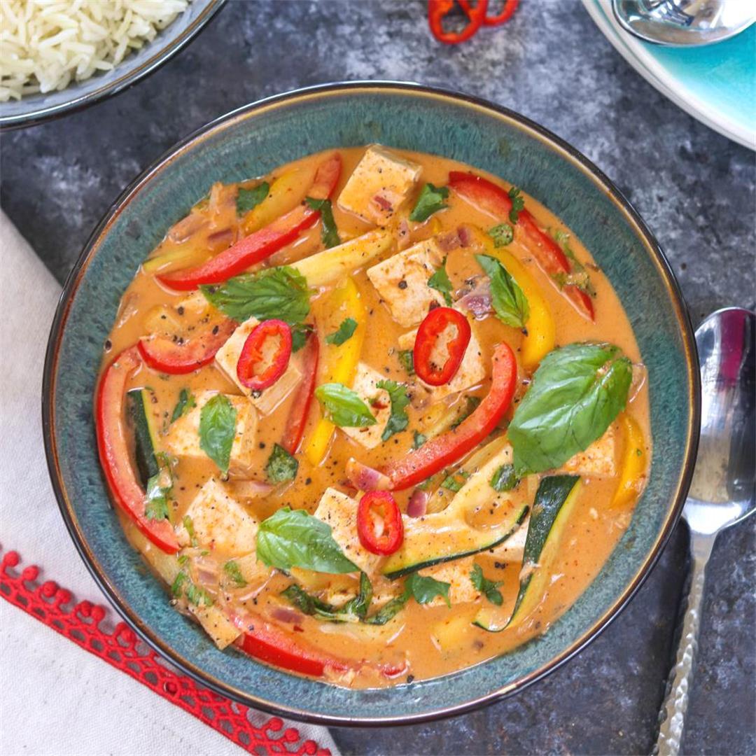 Vegan Thai Red Curry With Tofu And Vegetables