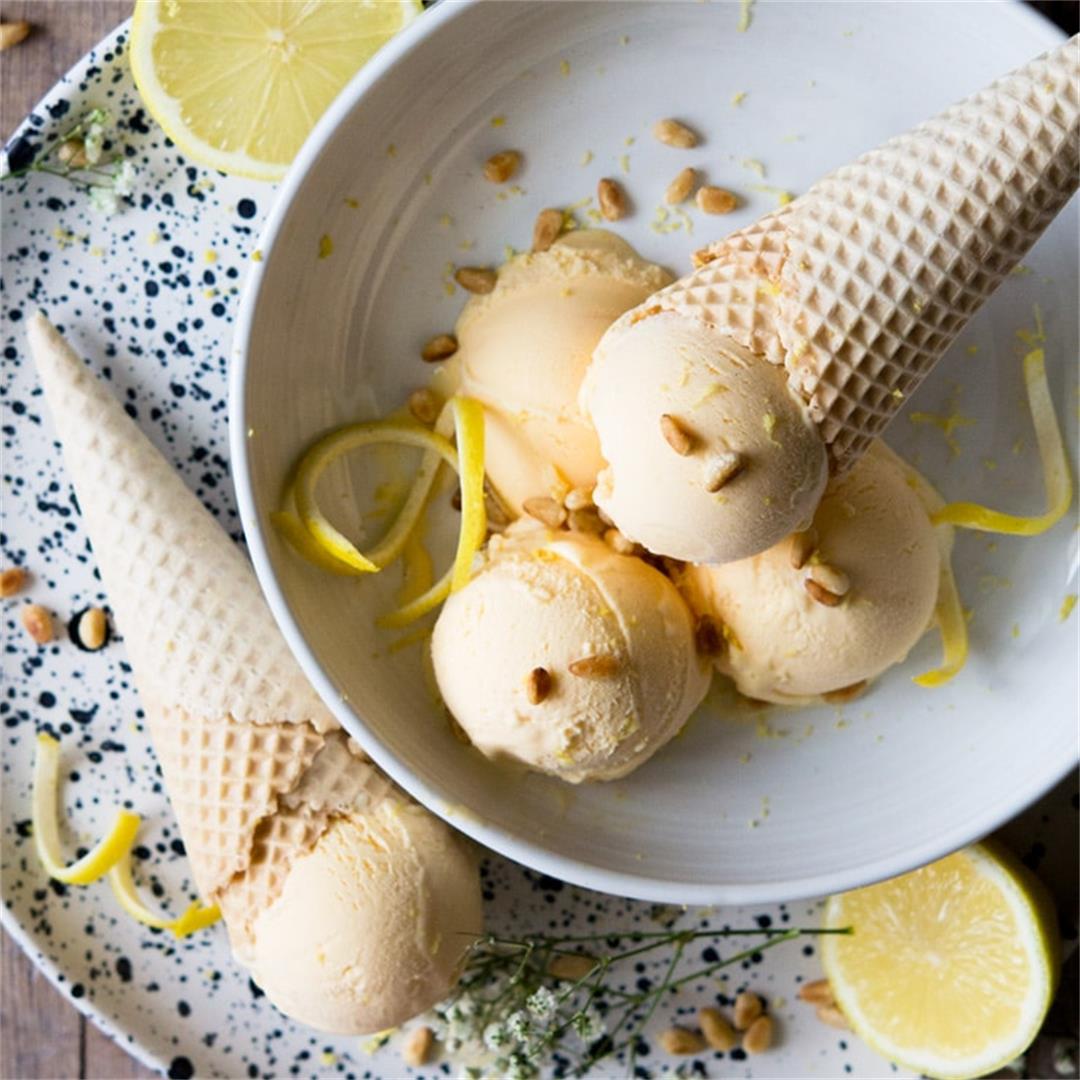 Boozy Lemon Ice Cream (Limoncello)
