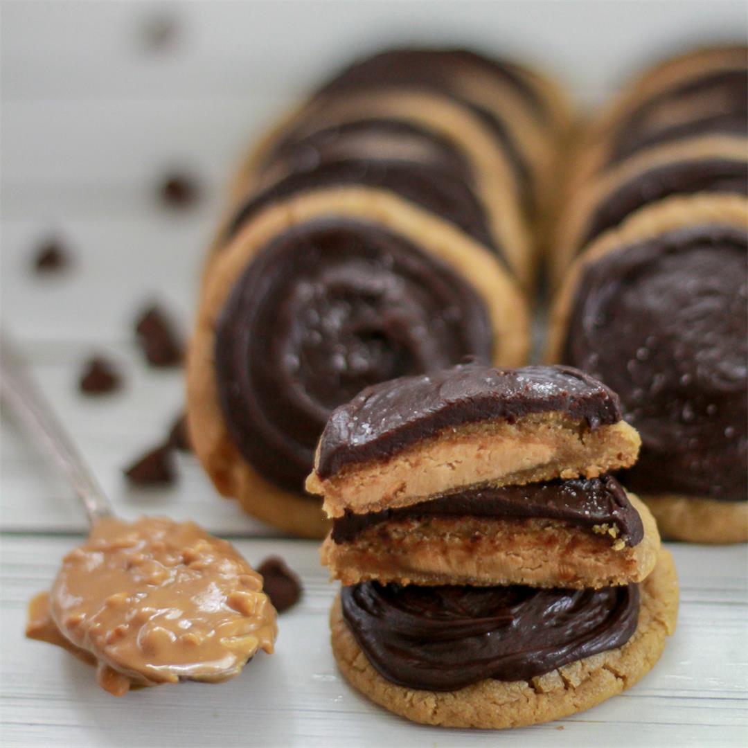 Chewy Peanut Butter Filled Cookies w/ Salted Chocolate Fudge Fr