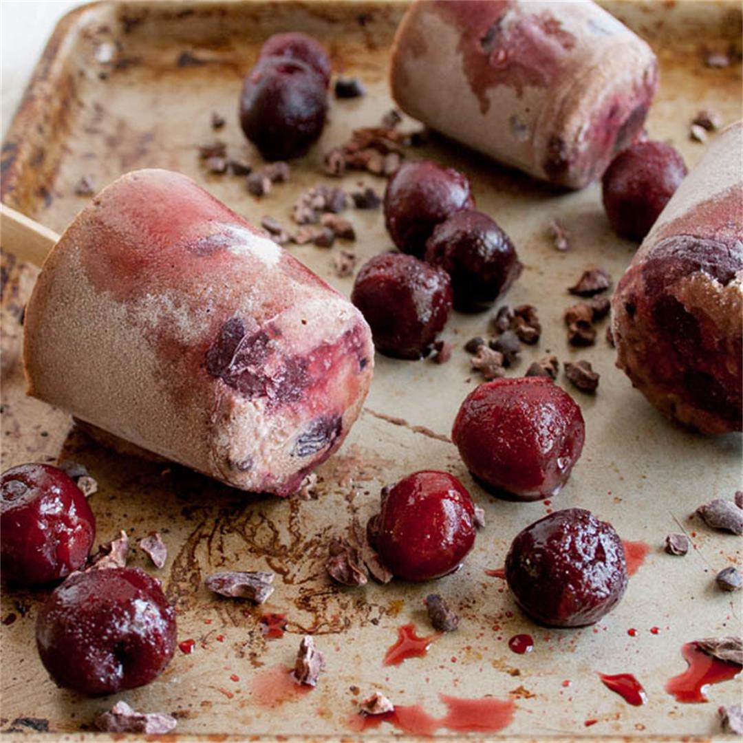Chocolate Cherry Chia Pudding Popsicles
