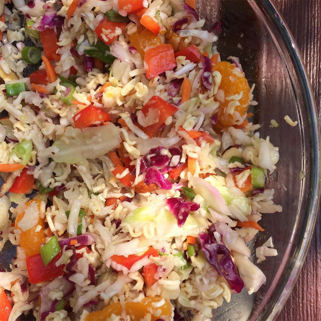 A crunchy Asian inspired ramen salad is great for the summer!