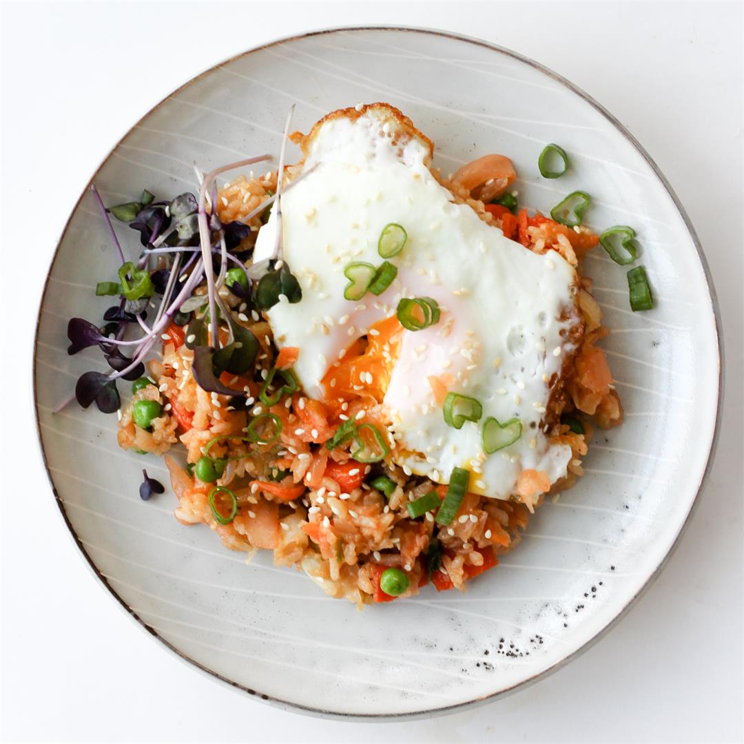 Kimchi Fried Rice - with White Rice or Paleo Cauliflower Rice