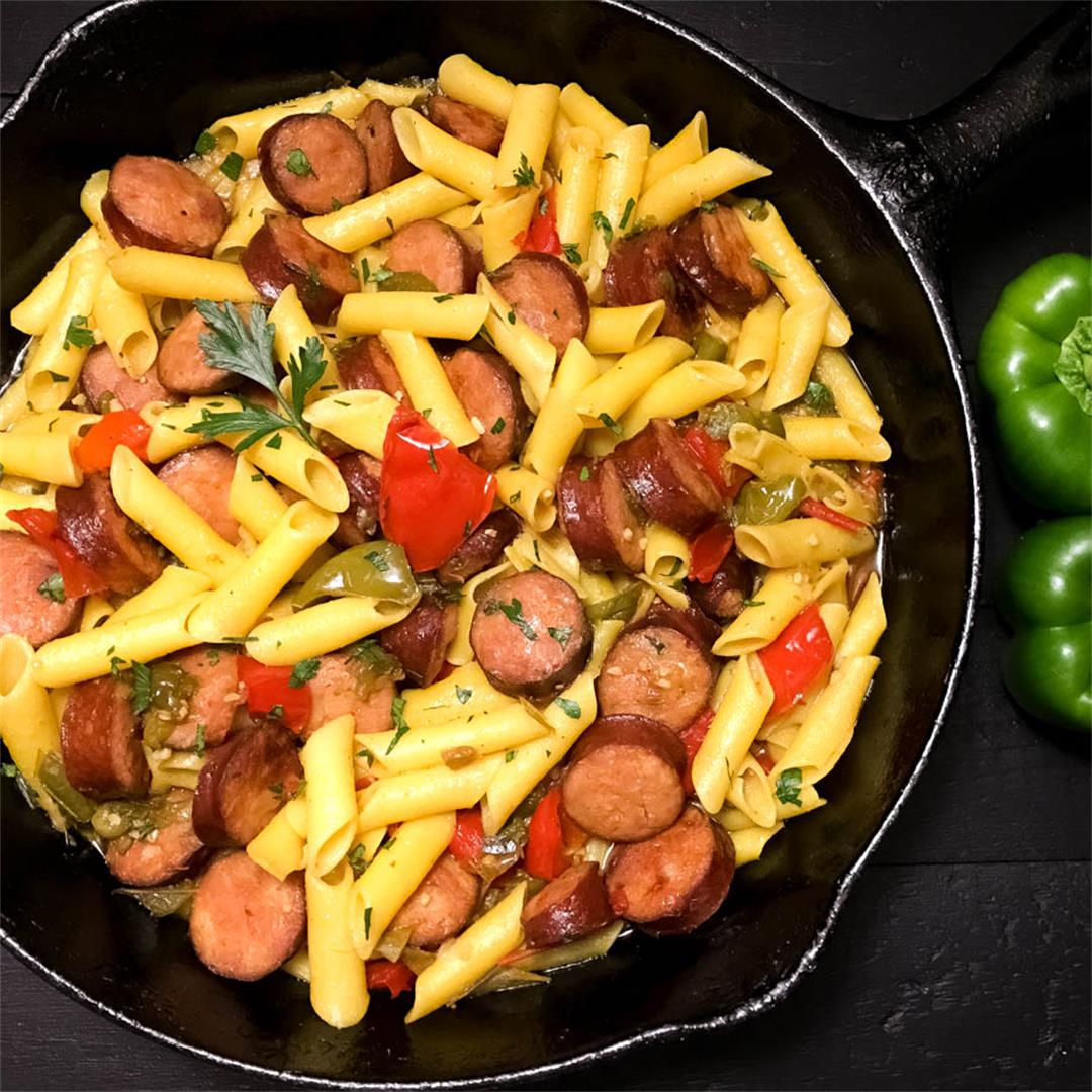 Gluten Free Cajun Sausage and Peppers Pasta