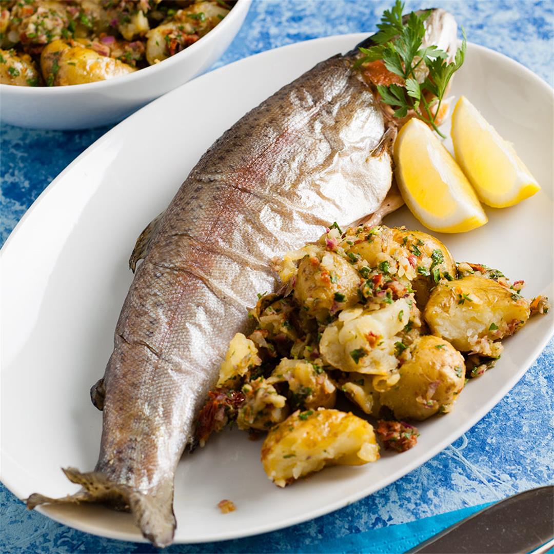 Trout with crushed new potatoes