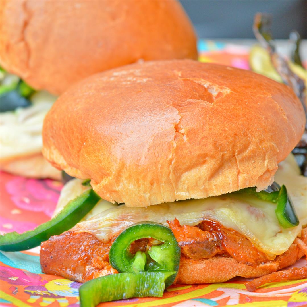 BBQ Pulled Pork Burgers with Jalapenos