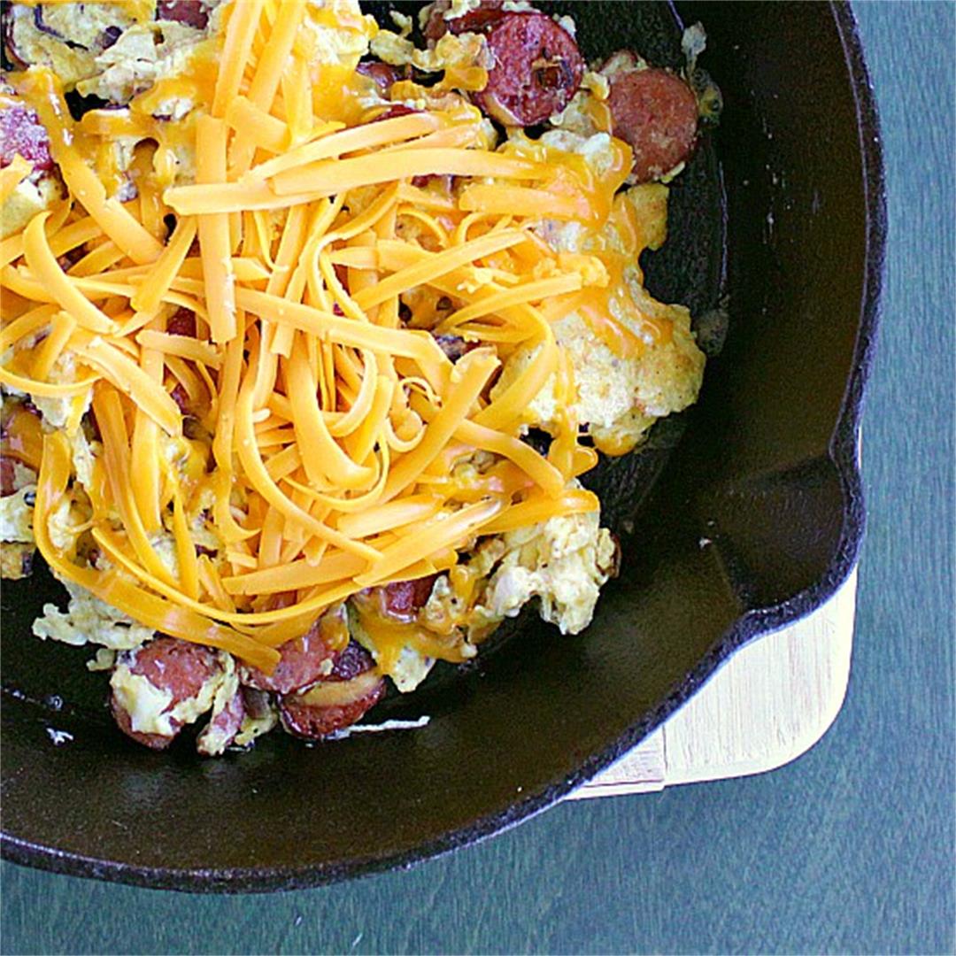 Scrambled Eggs with Leftover Smokies