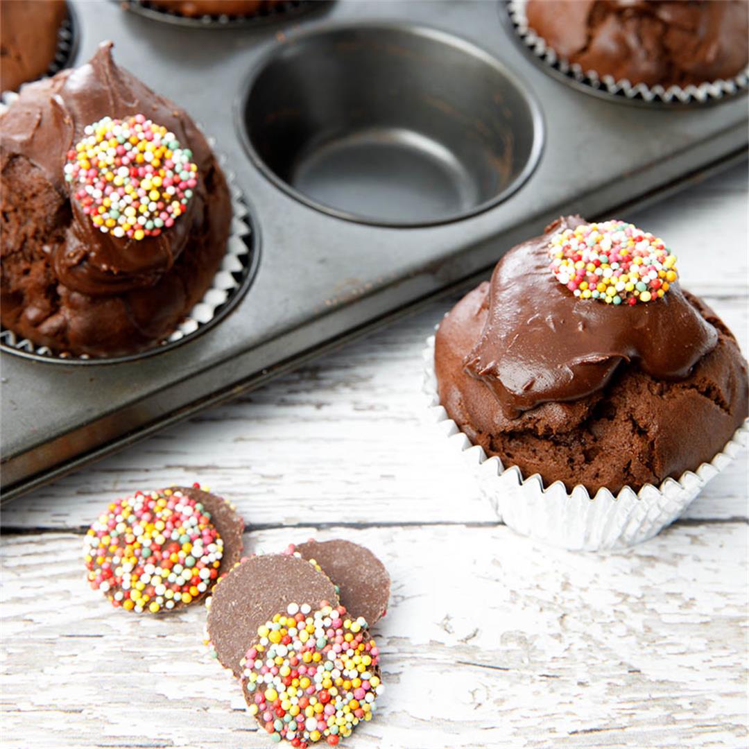 Cafe Style Double Chocolate Muffins - Moist and Chocolatey