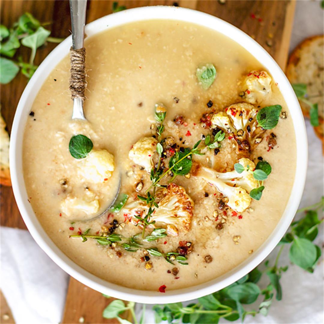 Oven Roasted Cauliflower Soup