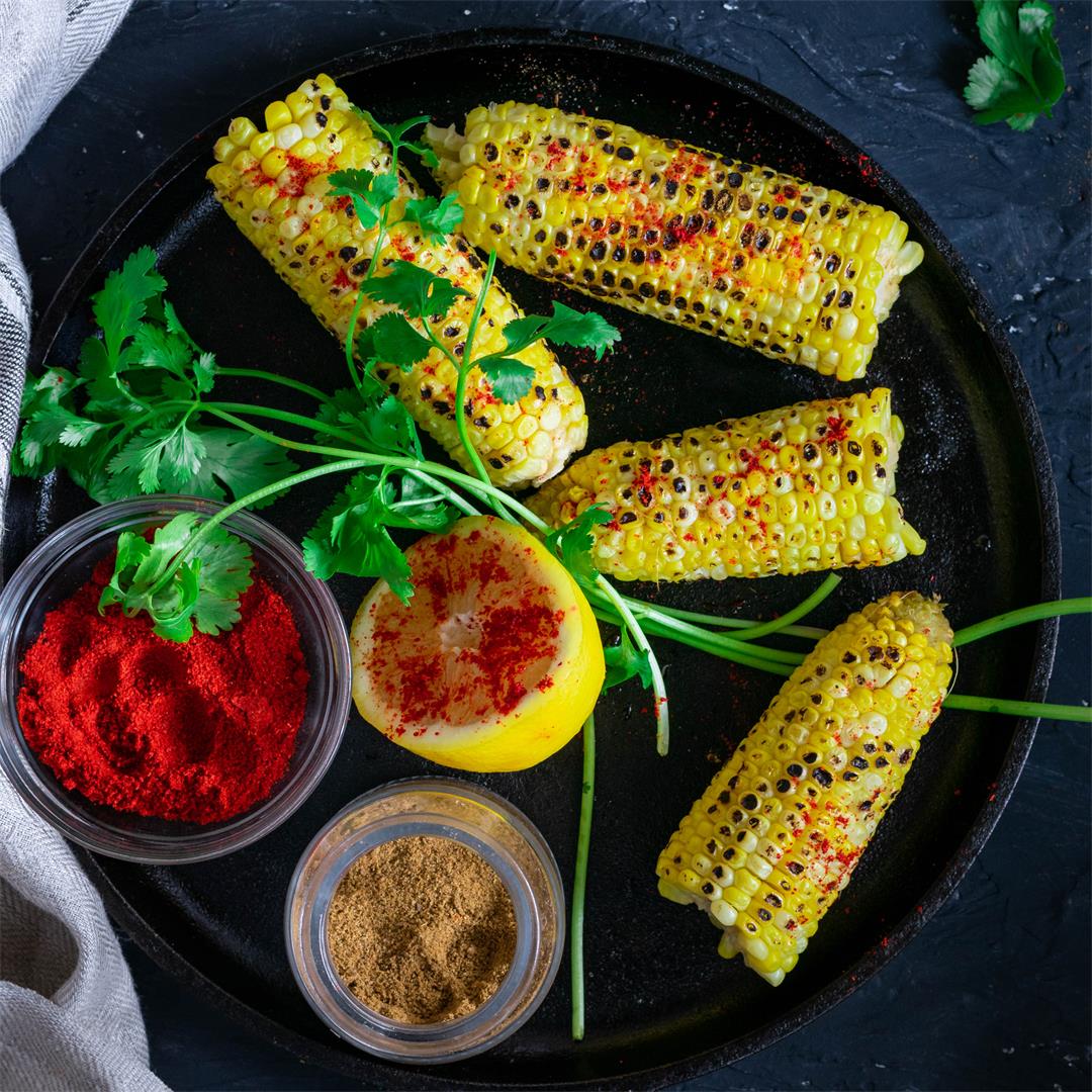 Beach style Indian grilled corn on the cob