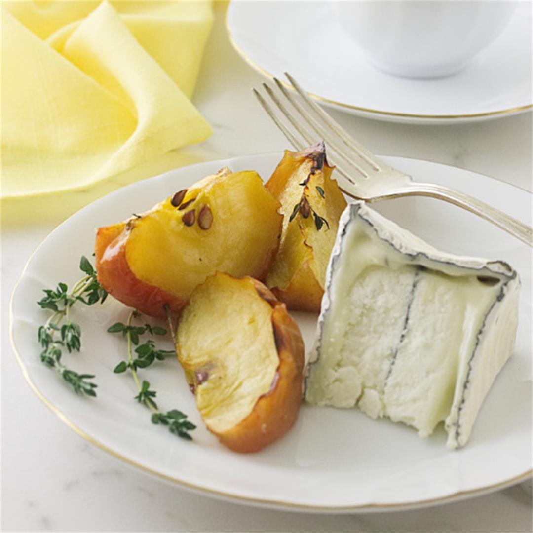 roasted apples and aged goat cheese