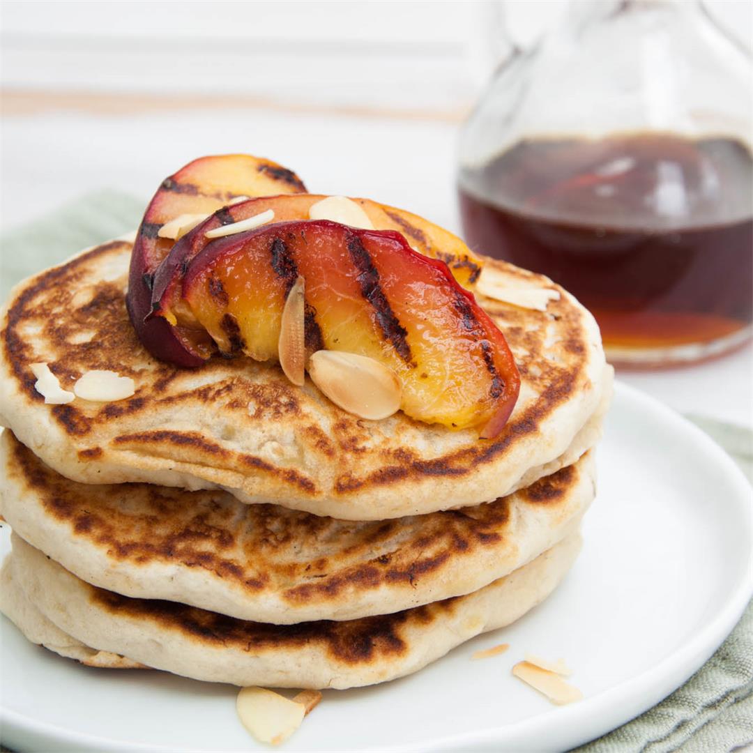 Vegan Pancakes with Grilled Peaches