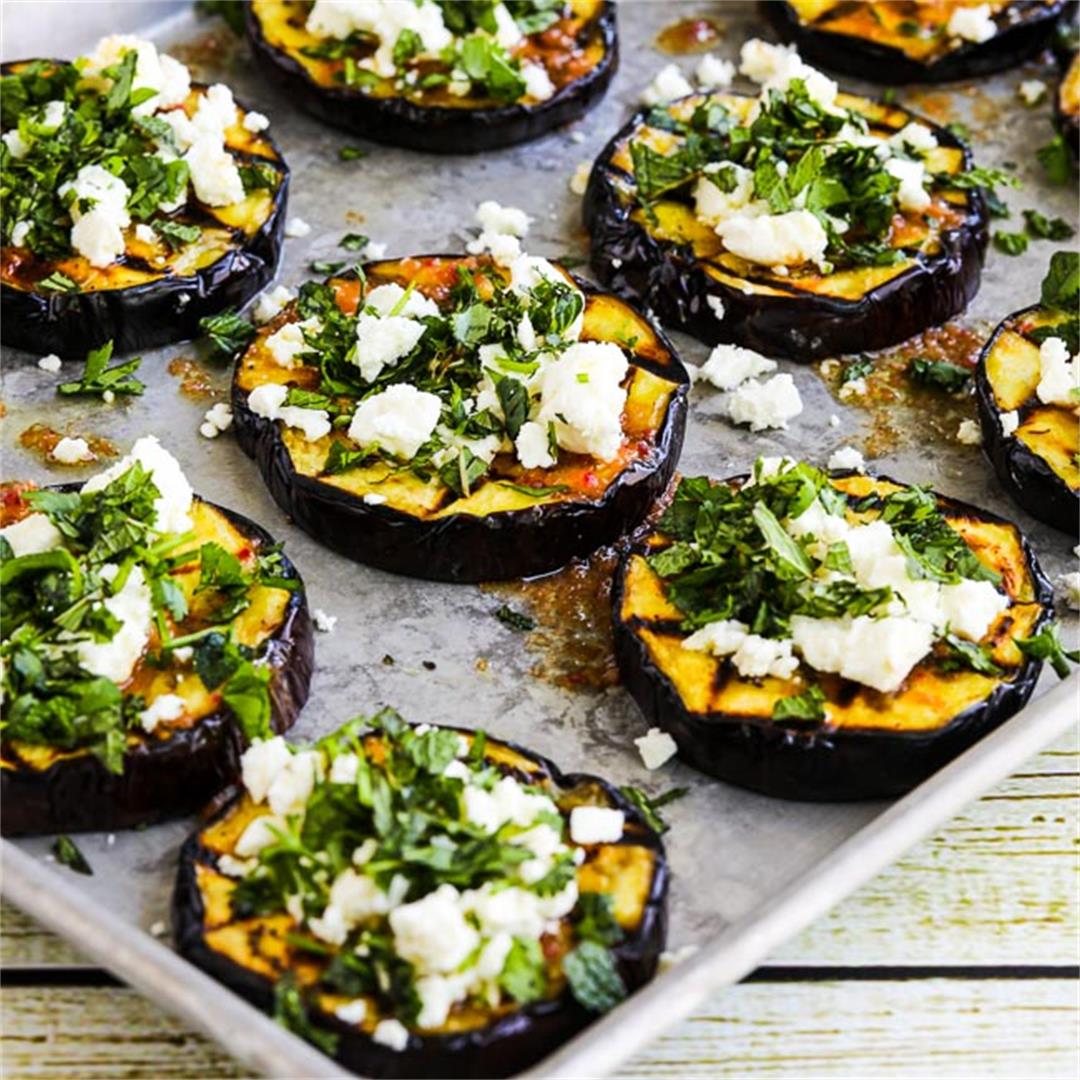 Grilled Eggplant with Garlic and Feta