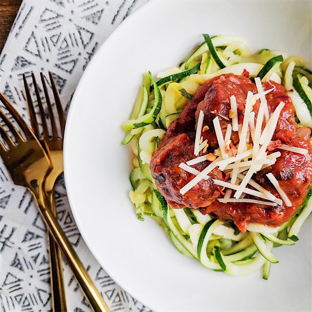 Easy Zoodles with Homemade Meatballs!