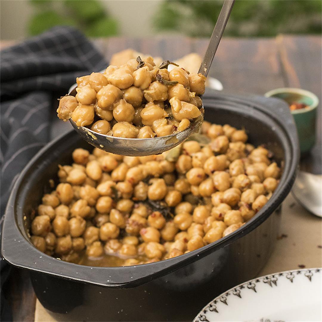 Greek traditional baked chickpeas (Revithada)