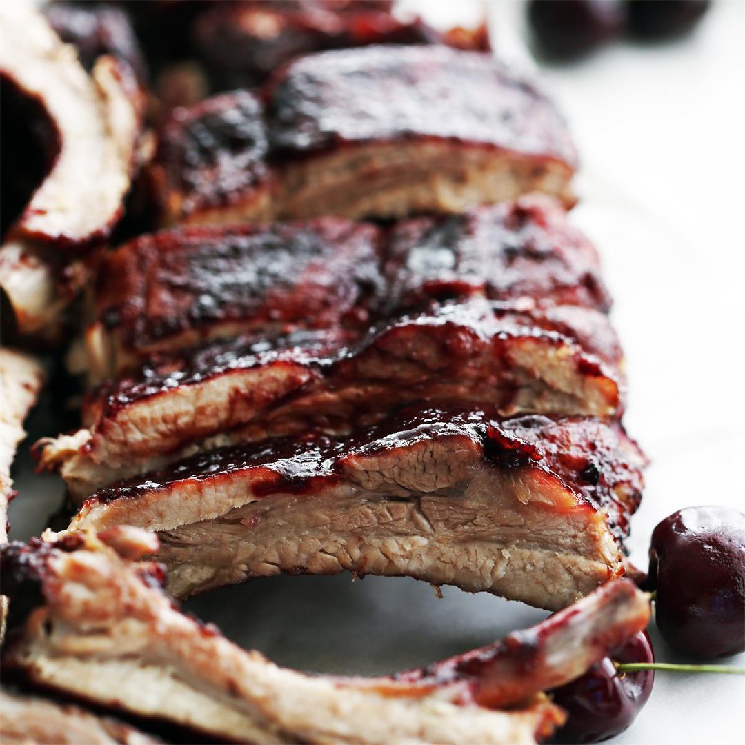 Instant Pot Baby Back Ribs with Cherry Chipotle Sauce