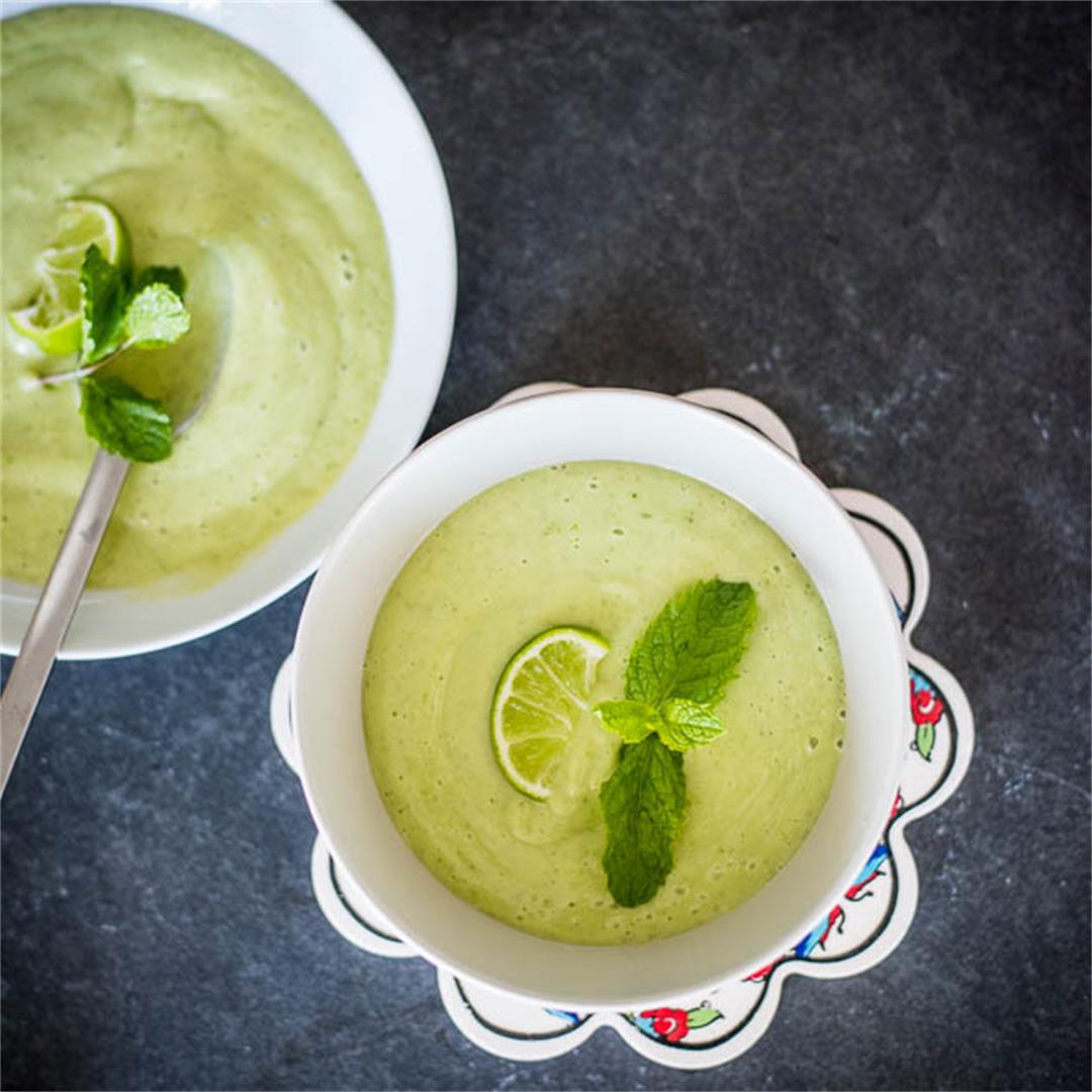 No-Cook Refreshing Mint Avocado Chilled Soup [Paleo, Keto, AIP]
