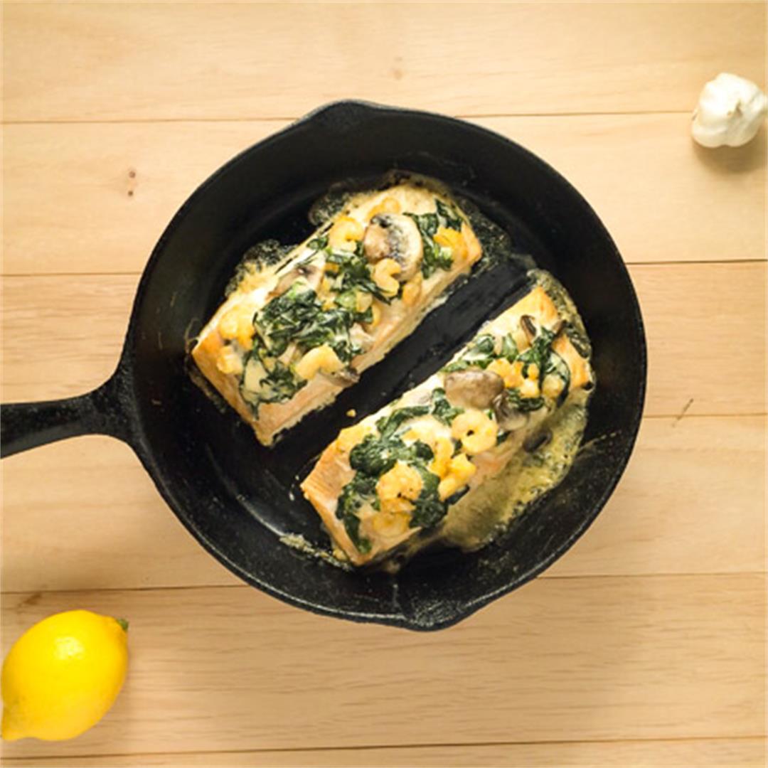 Shrimp and Spinach Stuffed Salmon