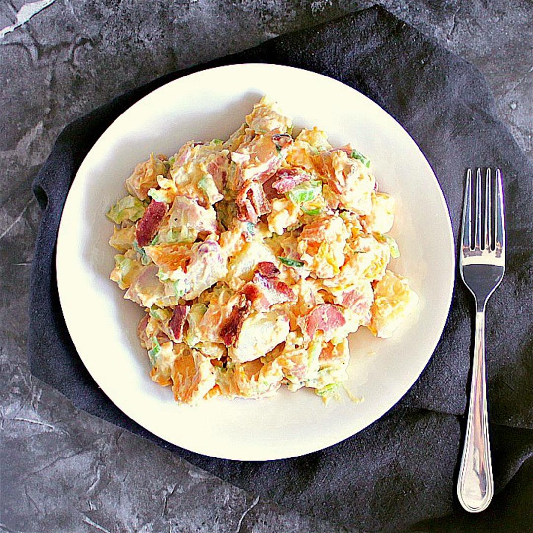 Yam and Red Potato Salad with Bacon