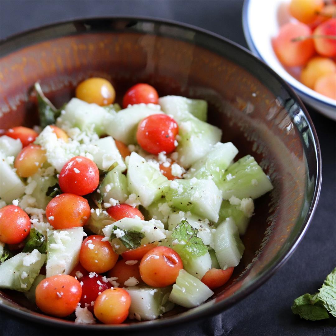 Cherry Cucumber and Feta Cheese Salad