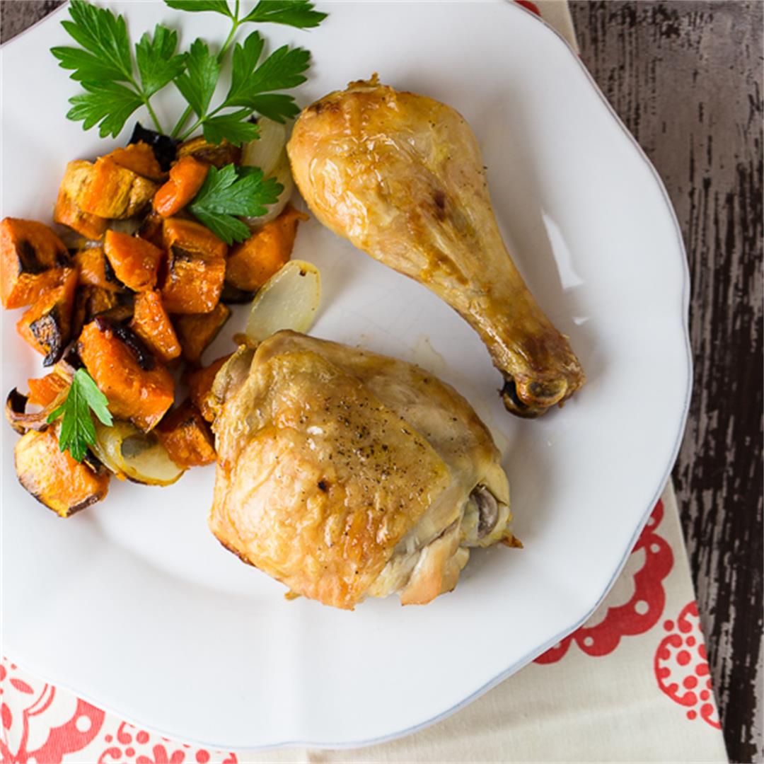 Maple Roasted Chicken with Sweet Potatoes