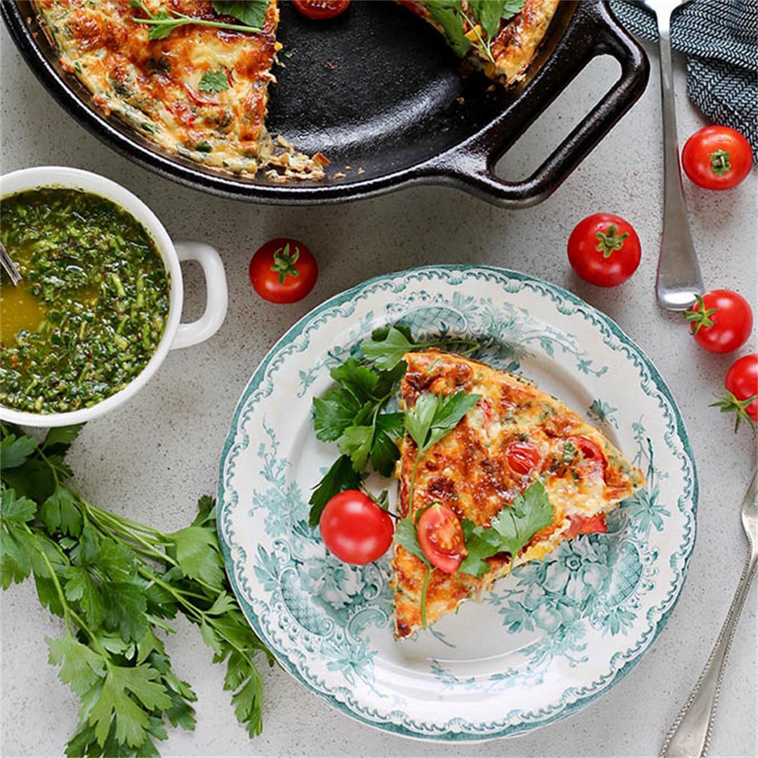 Vegetarian Frittata with Corn and Tomatoes