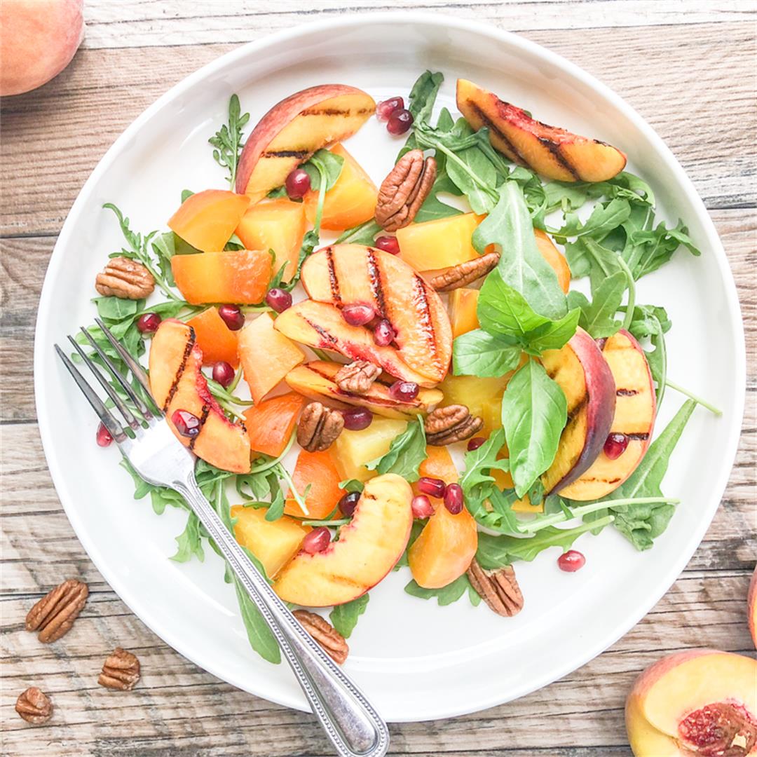 Roasted Beet Salad with Grilled Peaches