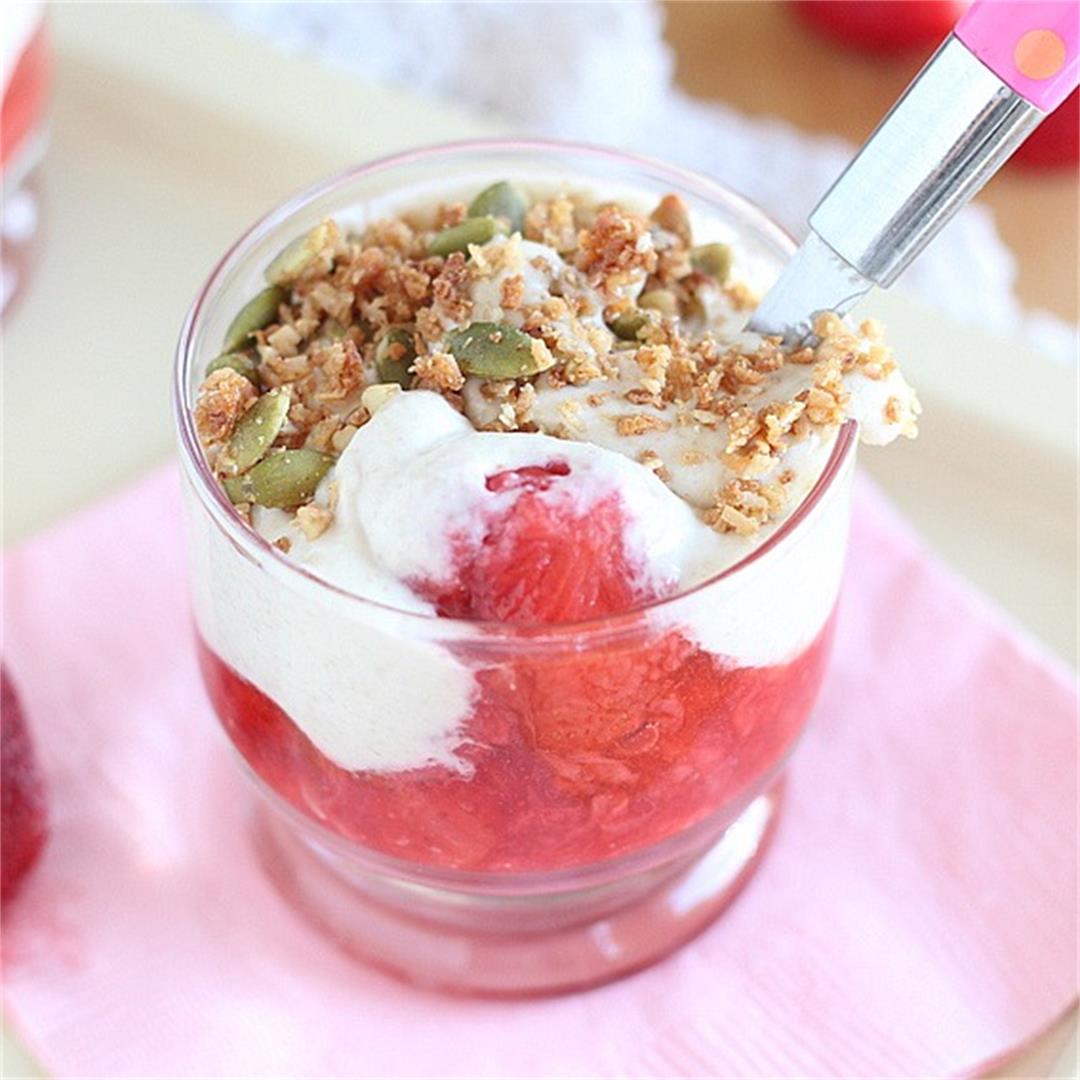 Vegan Strawberry Cheesecake Parfaits - NO nuts or soy!