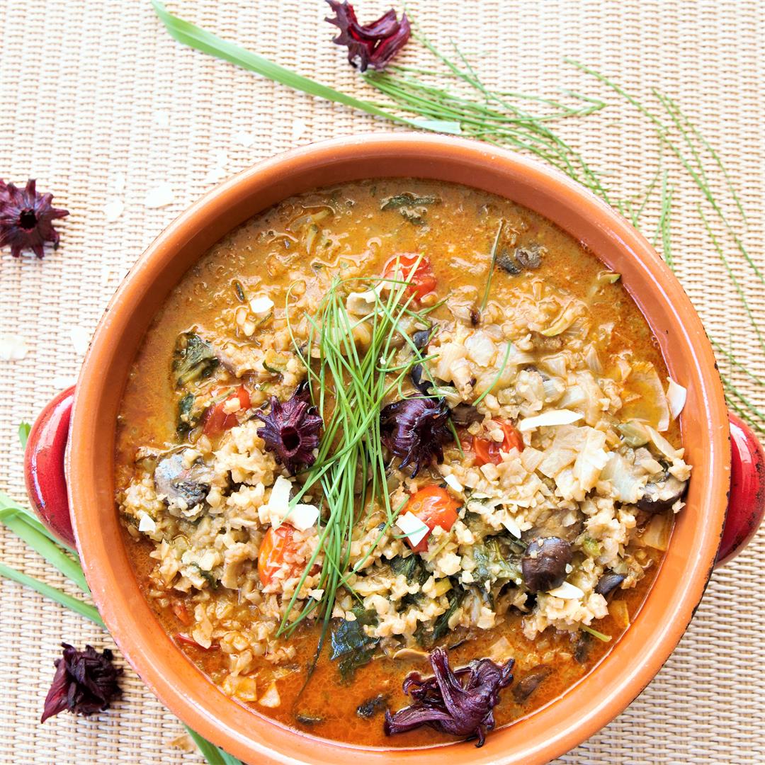 Red Curry Cauliflower Rice Vegetable Soup Instant Pot
